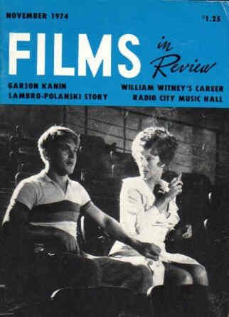 FILMS IN REVIEW magazine side cover Issue 248 November 1974