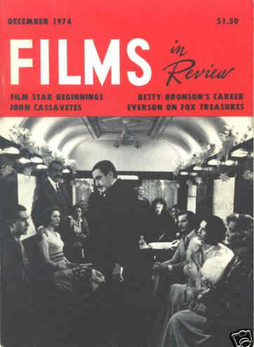 FILMS IN REVIEW magazine side cover Issue 249 December 1974