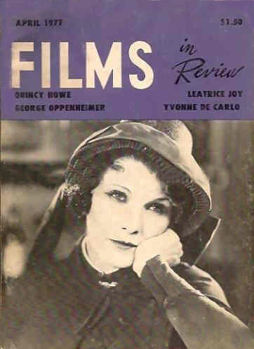 FILMS IN REVIEW magazine side cover Issue 273 April 1977