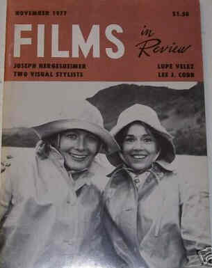 FILMS IN REVIEW magazine side cover Issue 278 November 1977