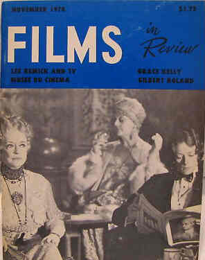 FILMS IN REVIEW magazine side cover Issue 288 November 1978