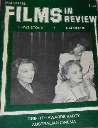 FILMS IN REVIEW magazine side cover Issue 312 March 1981