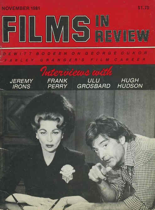 FILMS IN REVIEW magazine side cover Issue 318 November 1981