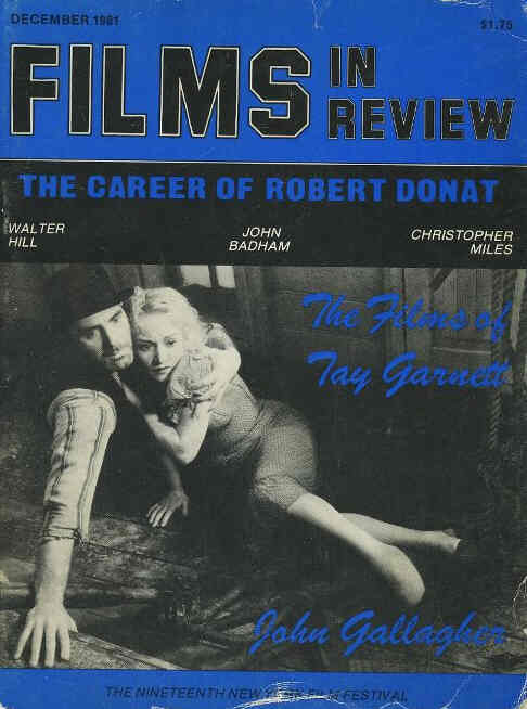 FILMS IN REVIEW magazine side cover Issue 319 December 1981