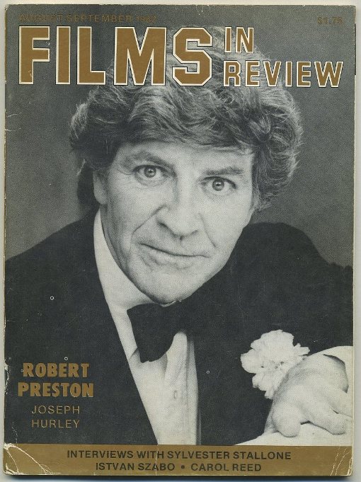 FILMS IN REVIEW magazine side cover Issue 326 August/September 1982