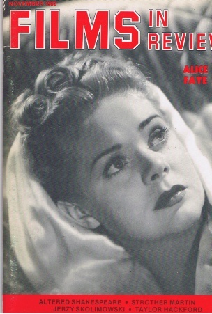 FILMS IN REVIEW magazine side cover Issue 328 November 1982