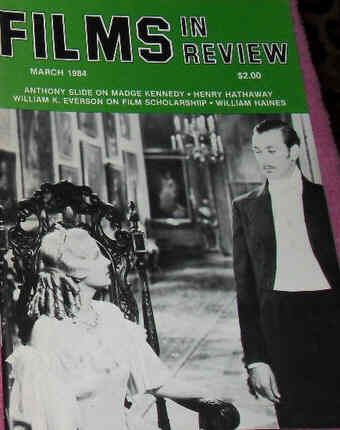 FILMS IN REVIEW magazine side cover Issue 342 March 1984