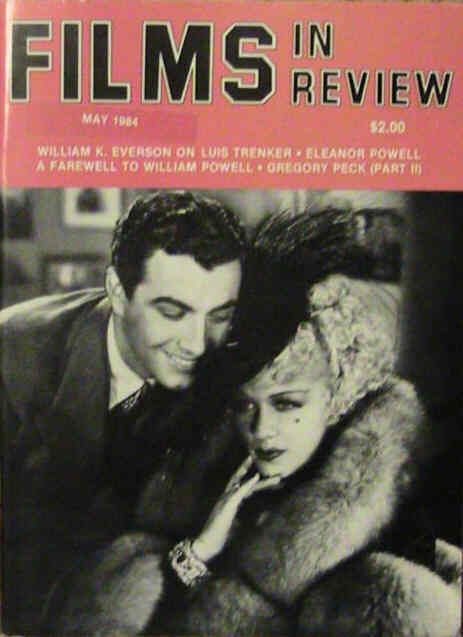 FILMS IN REVIEW magazine side cover Issue 344 May 1984