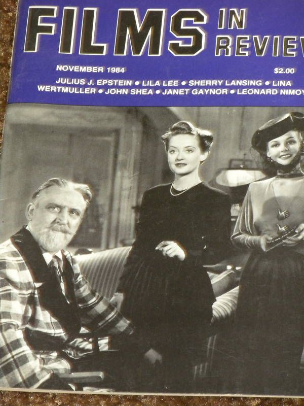 FILMS IN REVIEW magazine side cover Issue 348 November 1984