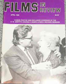 FILMS IN REVIEW magazine side cover Issue 363 April 1986