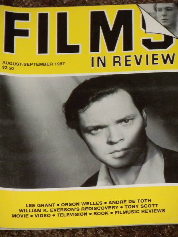 FILMS IN REVIEW magazine side cover Issue 376 August/September 1987