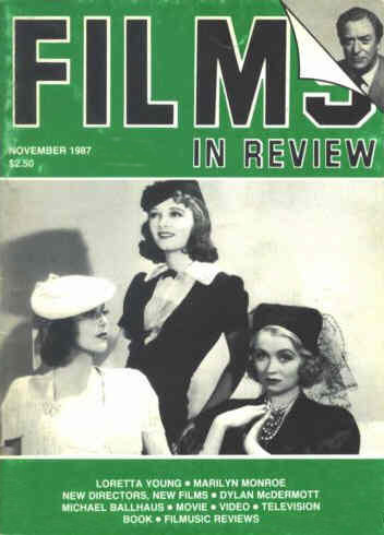 FILMS IN REVIEW magazine side cover Issue 378 November 1987