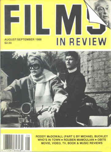 FILMS IN REVIEW magazine side cover Issue 386 August/September 1988
