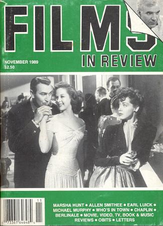 FILMS IN REVIEW magazine side cover Issue 398 November 1989