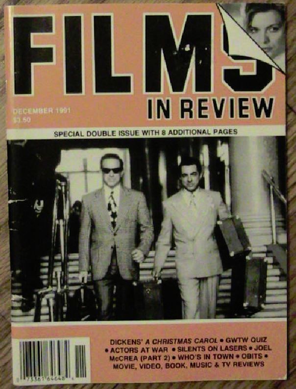 FILMS IN REVIEW magazine side cover Issue 413 November/December 1991