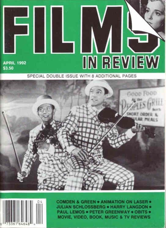FILMS IN REVIEW magazine side cover Issue 415 March/April 1992