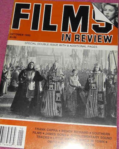 FILMS IN REVIEW magazine side cover Issue 418 September/October 1992
