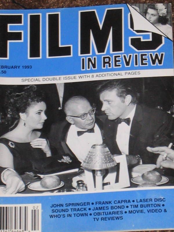 FILMS IN REVIEW magazine side cover Issue 420 January/February 1993