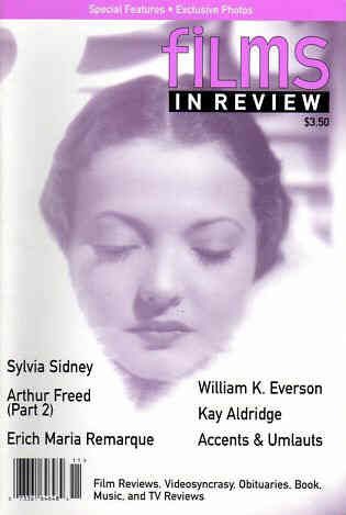 FILMS IN REVIEW magazine side cover Issue 430 September/October 1994