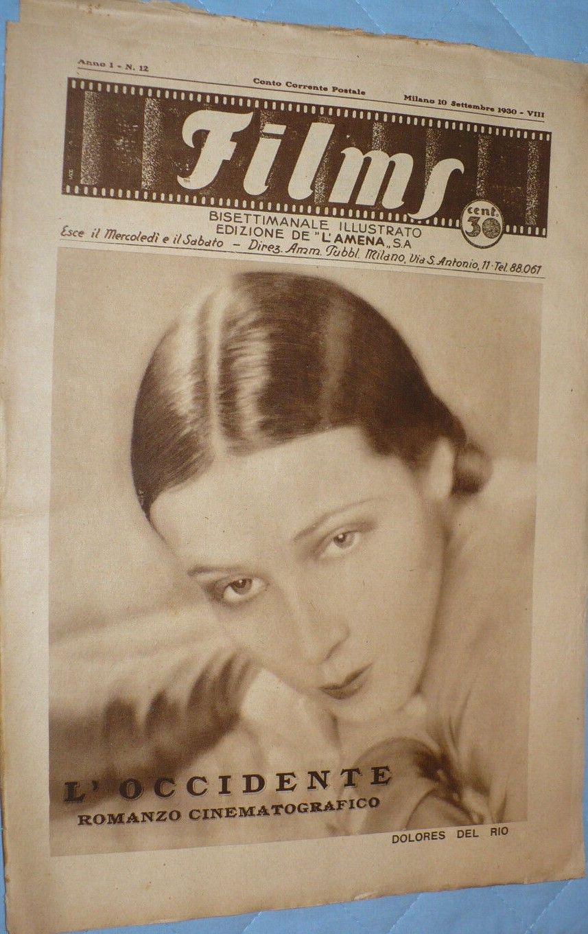 FILMS (ITALY) magazine side cover Issue 12 10 September 1930