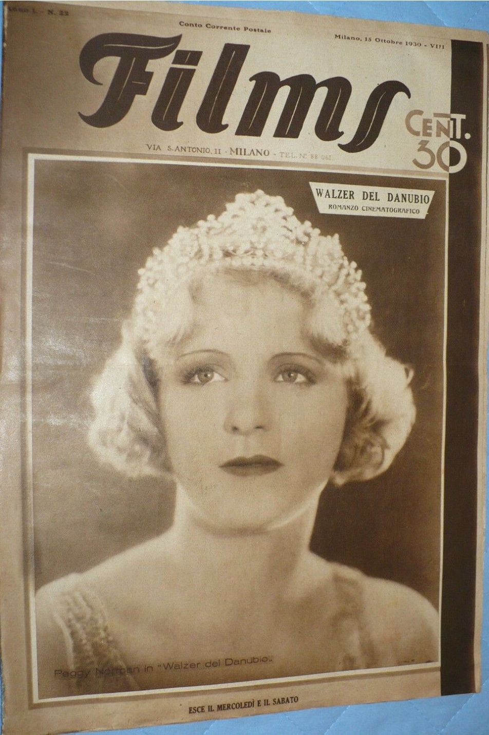 FILMS (ITALY) magazine side cover Issue 22 15 October 1930
