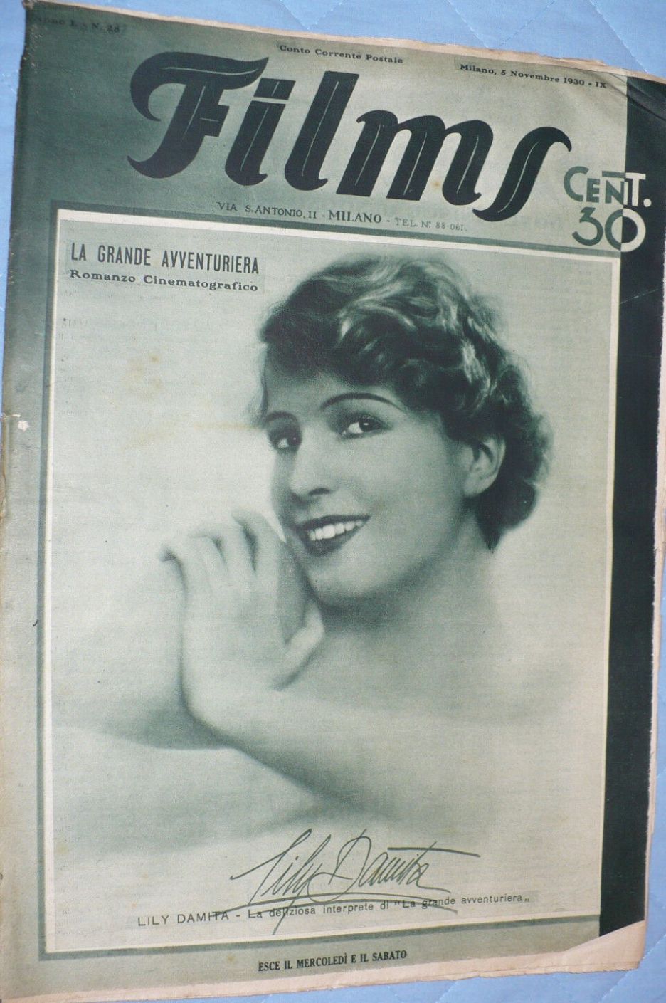 FILMS (ITALY) magazine side cover Issue 28? 5 November ? 1930