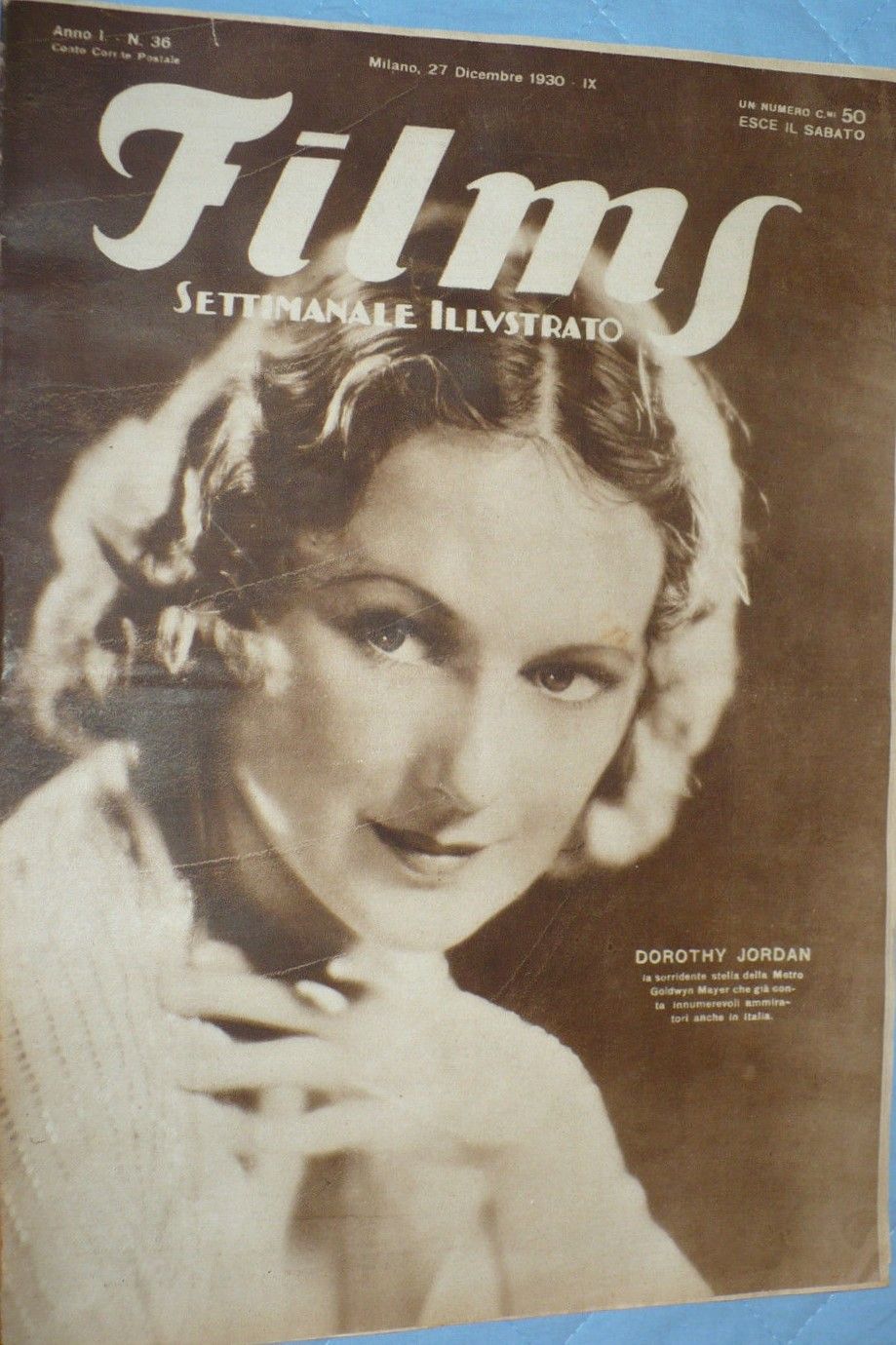 FILMS (ITALY) magazine side cover Issue 36 27 December 1930