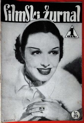 FILMSKI ZURNAL magazine side cover Issue 59 5 January 1940