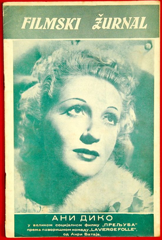 FILMSKI ZURNAL magazine side cover Issue 61 18 January 1940