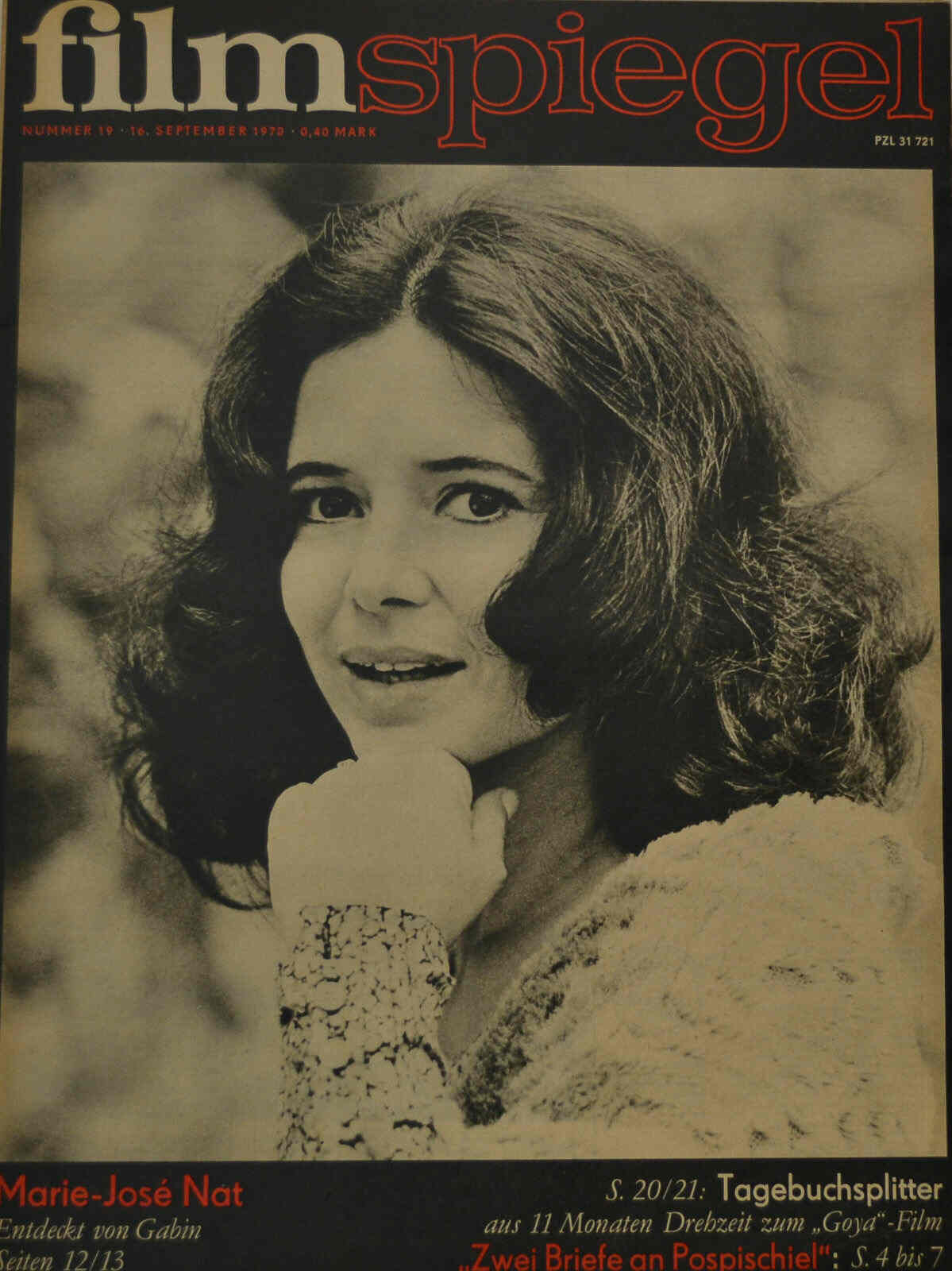 FILMSPIEGEL magazine side cover Issue 19 16 September 1970