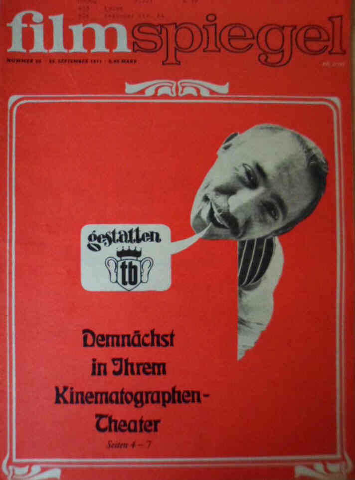 FILMSPIEGEL magazine side cover Issue 20 29 September 1971