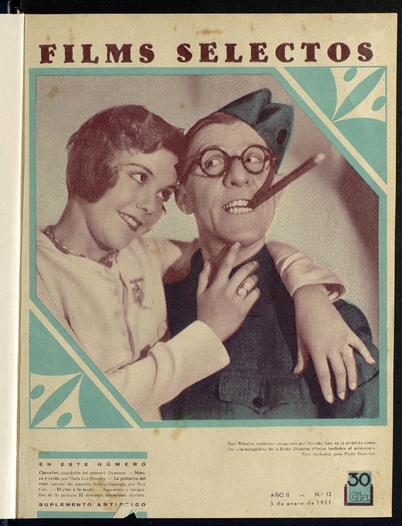 FILMS SELECTOS magazine side cover Issue 12 3 January 1931
