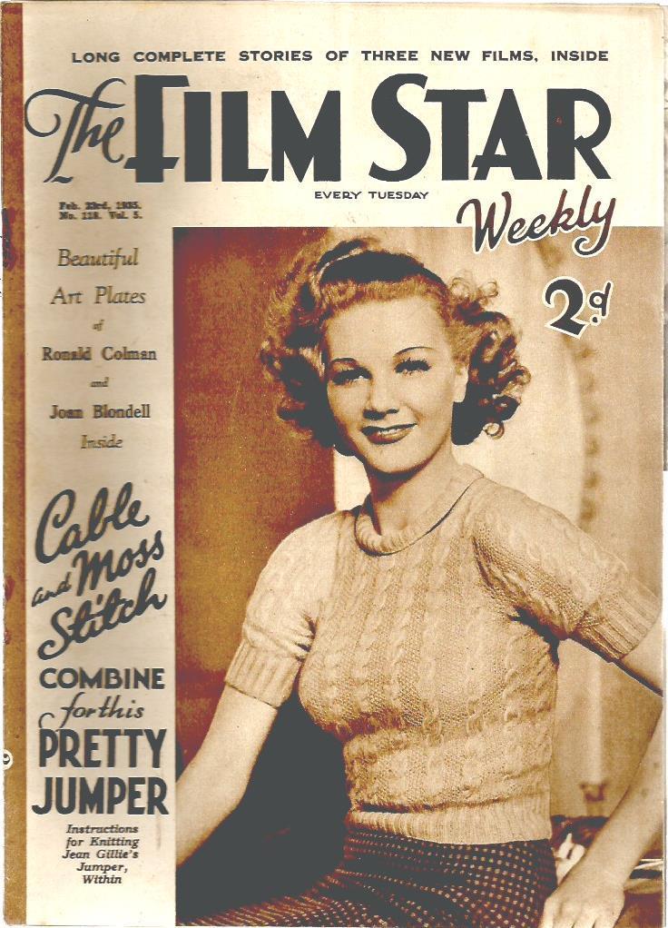 FILM STAR WEEKLY | THE magazine side cover Issue 118 23 February 1935