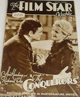FILM STAR WEEKLY | THE magazine side cover Issue 28 3 June 1933