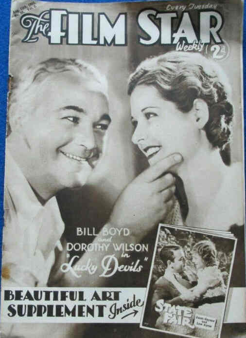 FILM STAR WEEKLY | THE magazine side cover Issue 38 12 August 1933