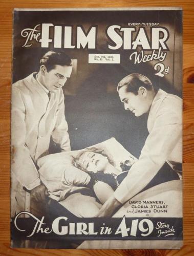 FILM STAR WEEKLY | THE magazine side cover Issue 55 9 December 1933