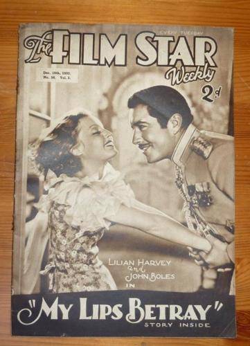 FILM STAR WEEKLY | THE magazine side cover Issue 56 16 December 1933
