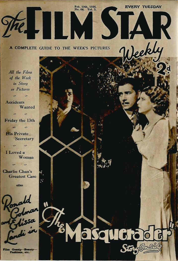 FILM STAR WEEKLY | THE magazine side cover Issue 64 10 February 1934