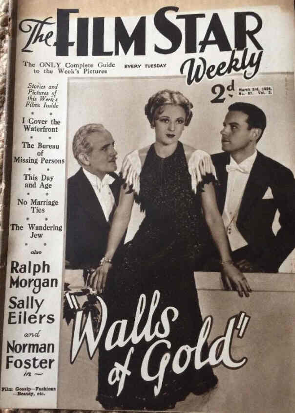 FILM STAR WEEKLY | THE magazine side cover Issue 67 3 March 1934