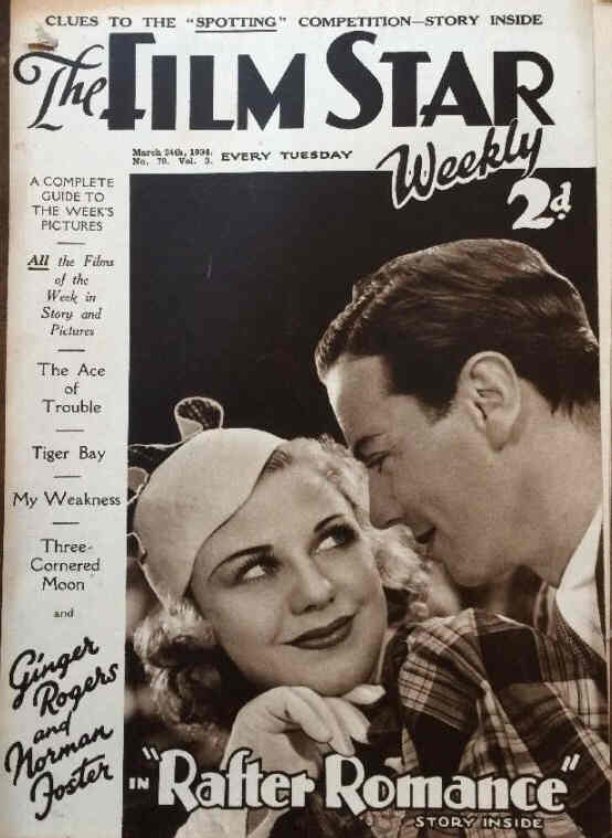 FILM STAR WEEKLY | THE magazine side cover Issue 70 24 March 1934