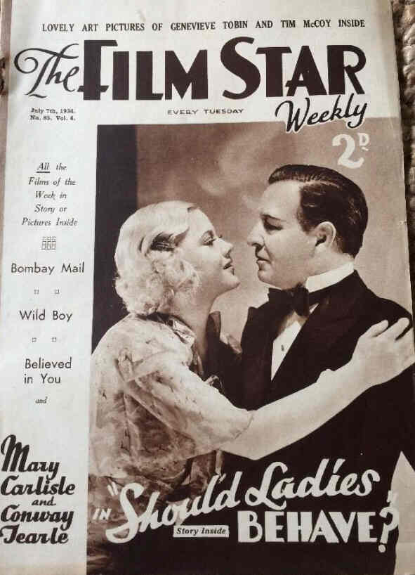 FILM STAR WEEKLY | THE magazine side cover Issue 85 7 July 1934