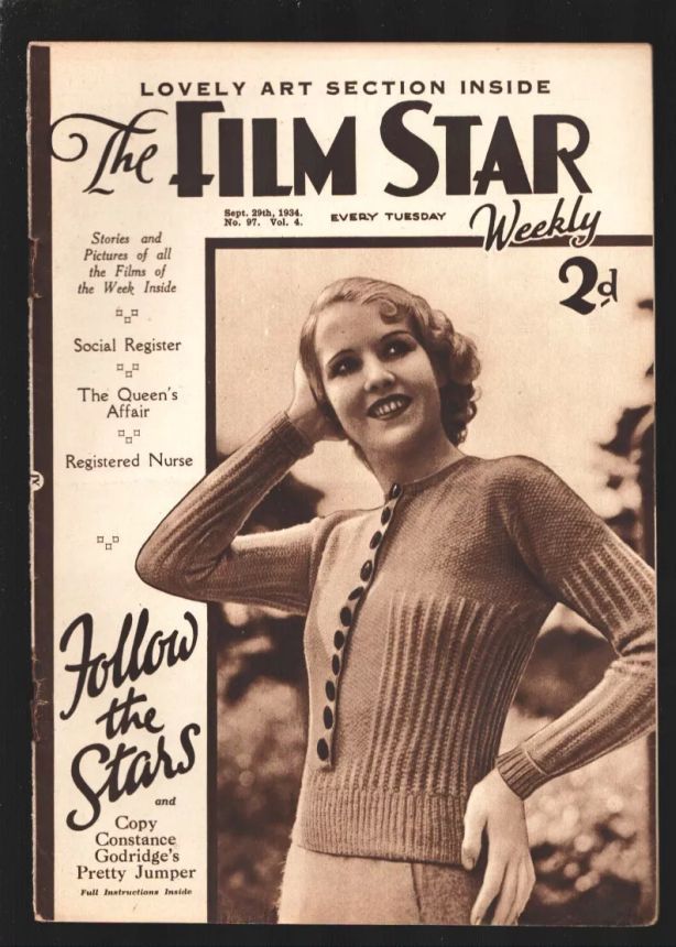 FILM STAR WEEKLY | THE magazine side cover Issue 97 29 September 1934