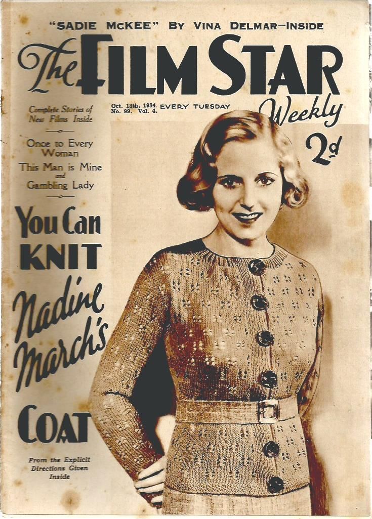 FILM STAR WEEKLY | THE magazine side cover Issue 99 13 October 1934