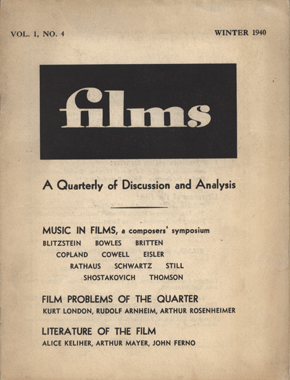 FILMS (USA) magazine side cover Issue 4  1940