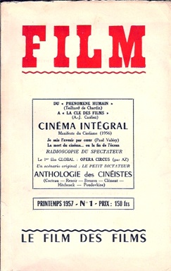 FILM (Fr) magazine side cover Issue 1 Spring 1957