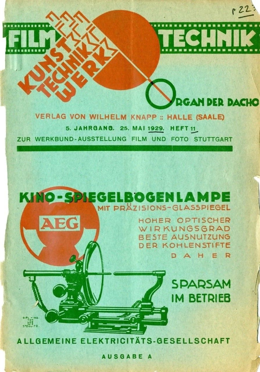 FILMTECHNIK | DIE magazine side cover  Vol 5 No 11 25 May 1929