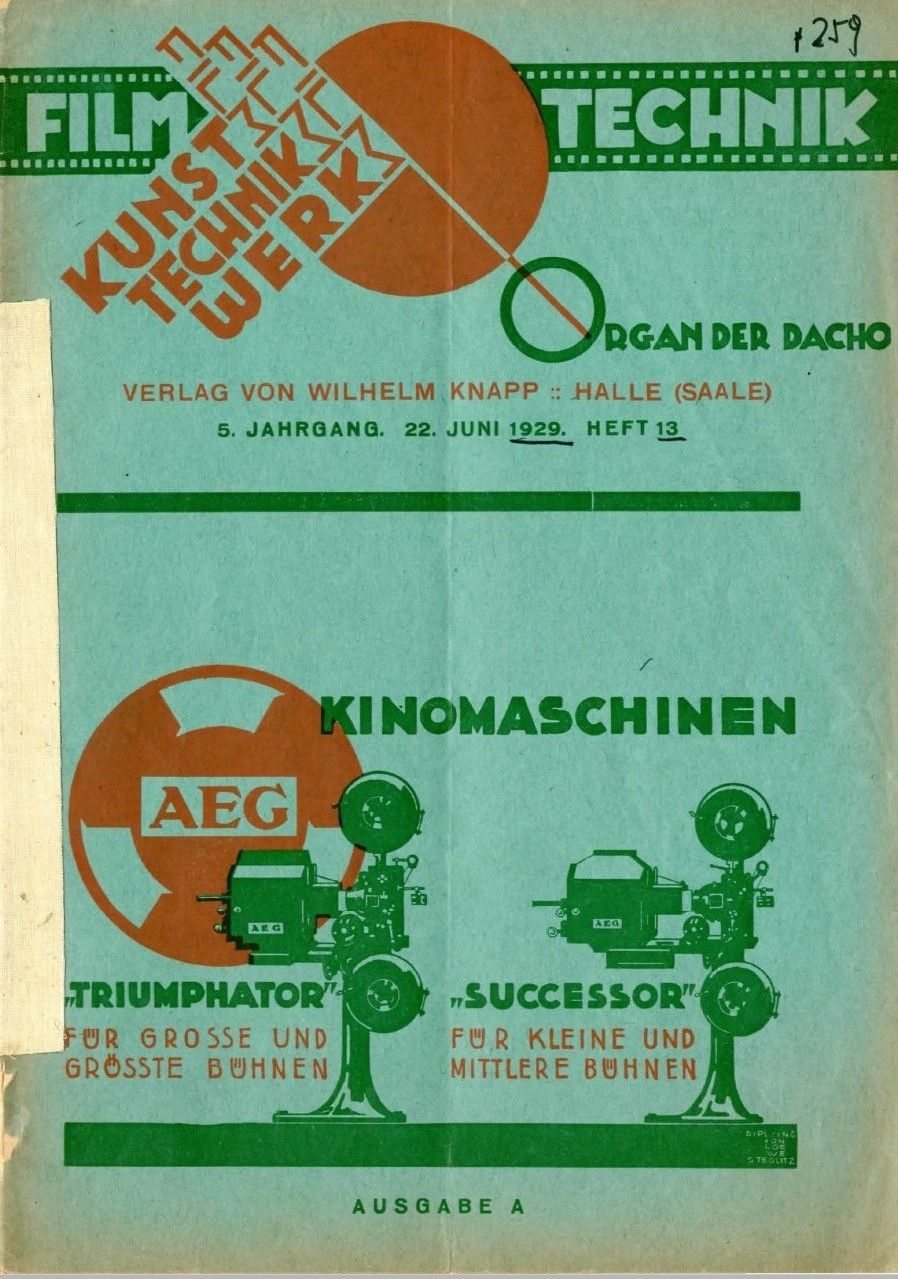 FILMTECHNIK | DIE magazine side cover  Vol 5 No 13 22 June 1929
