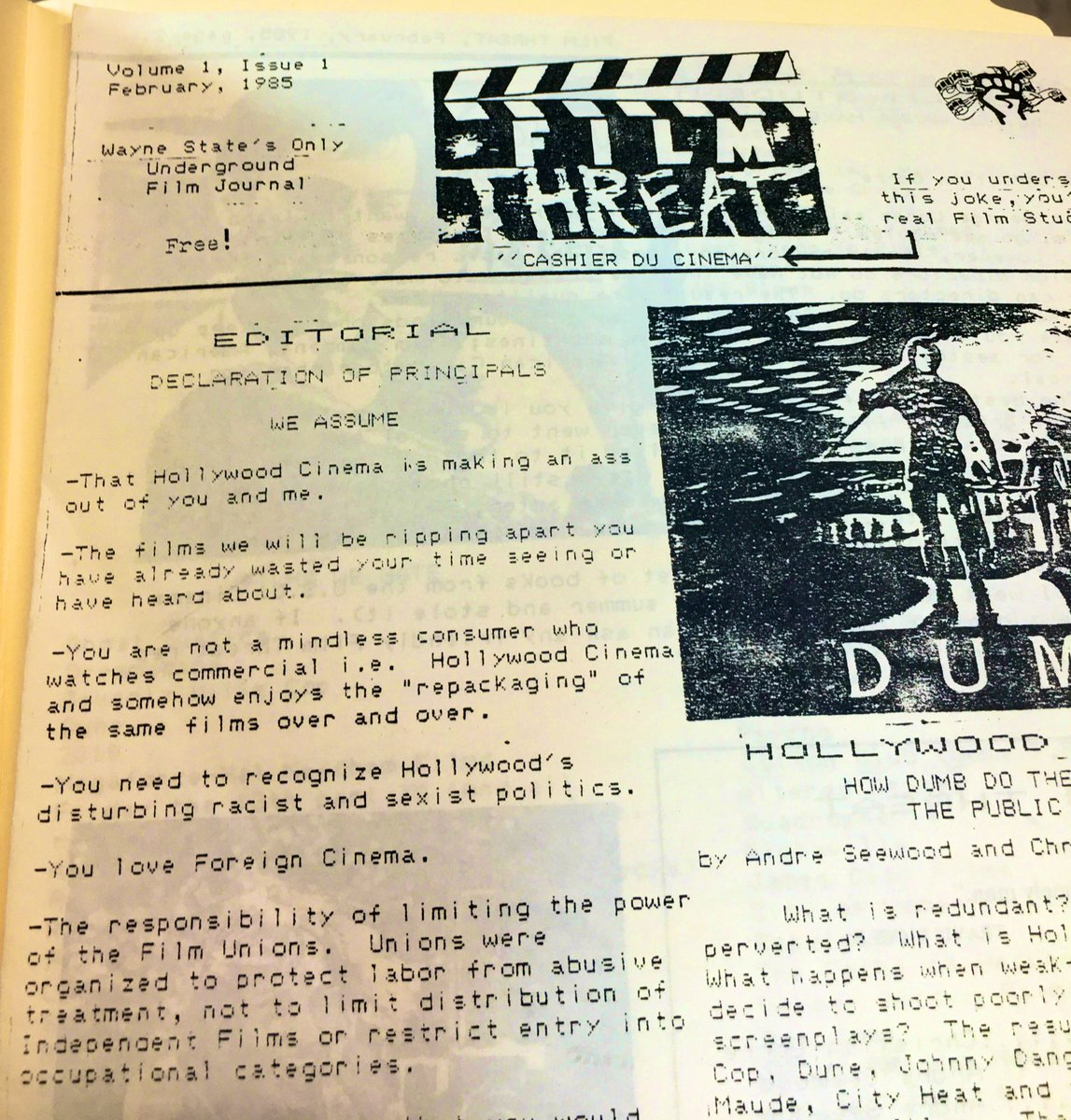 FILM THREAT magazine side cover Issue 1  Vol 1 # 1 February 1985