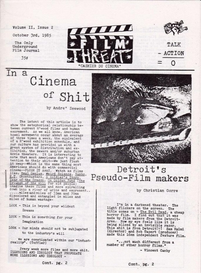 FILM THREAT magazine side cover Issue 6  Vol 2 # 2 October 1985