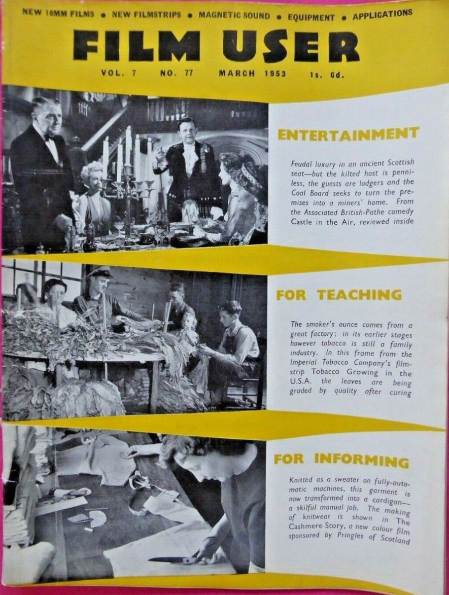 FILM USER magazine side cover Issue 77  Vol 7 No  77  March 1953